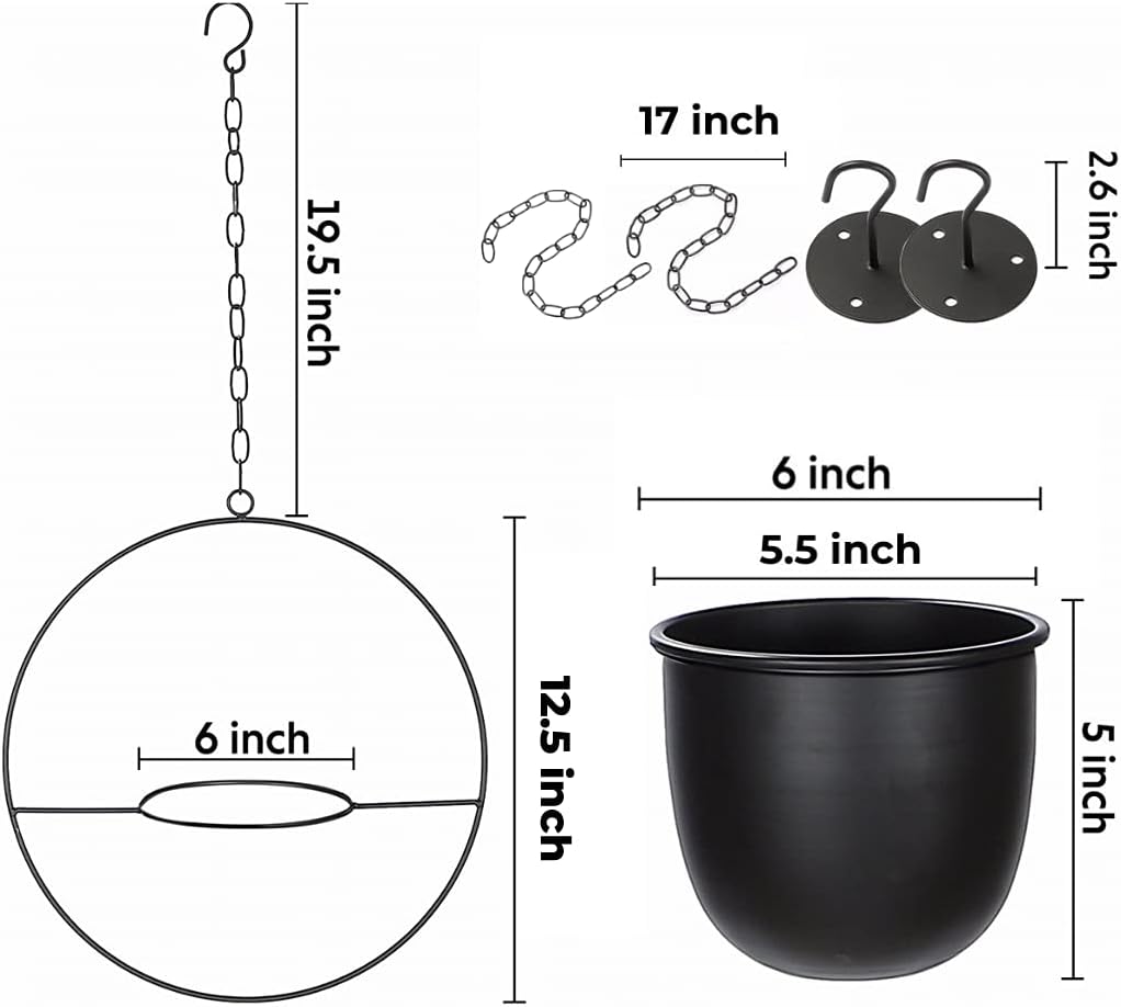 Metal Hanging Planter with Plant Pot