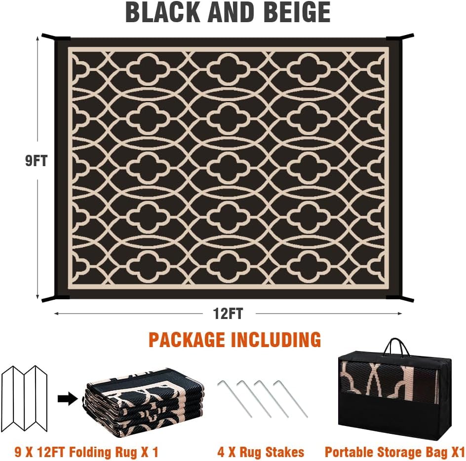 Large Reversible Plastic Straw Outdoor RV Rug