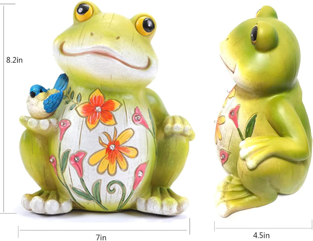 Solar Resin Frog Garden Statue