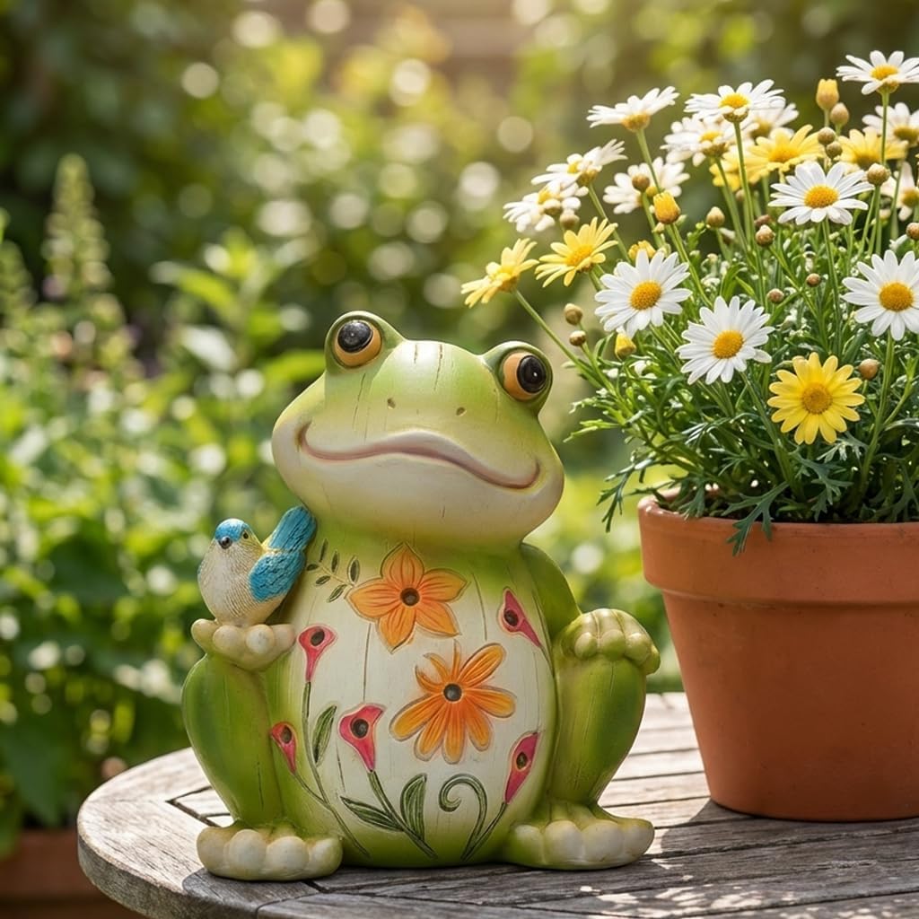 Solar Resin Frog Garden Statue