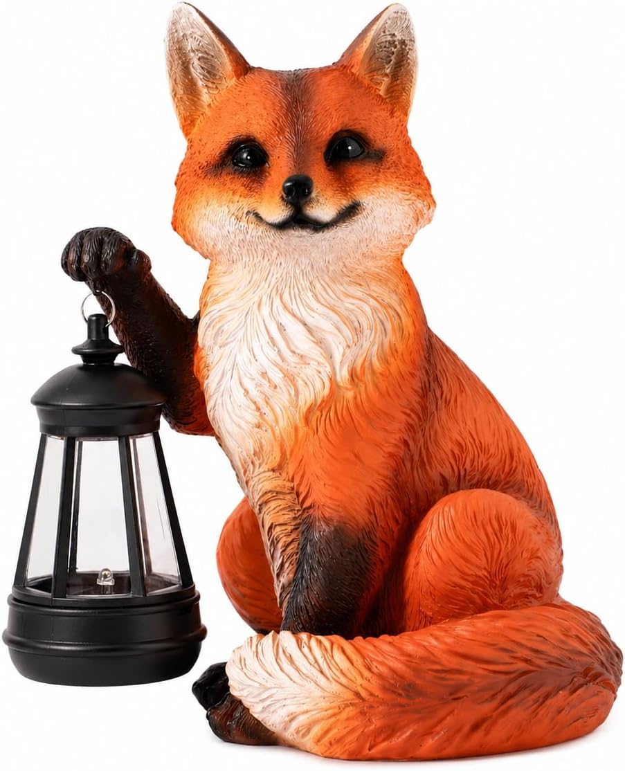Solar Fox Resin Garden Statue