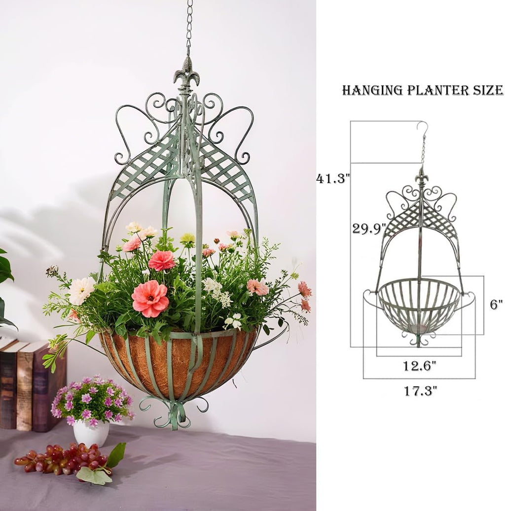 Rustic Metal Hanging Plant Basket
