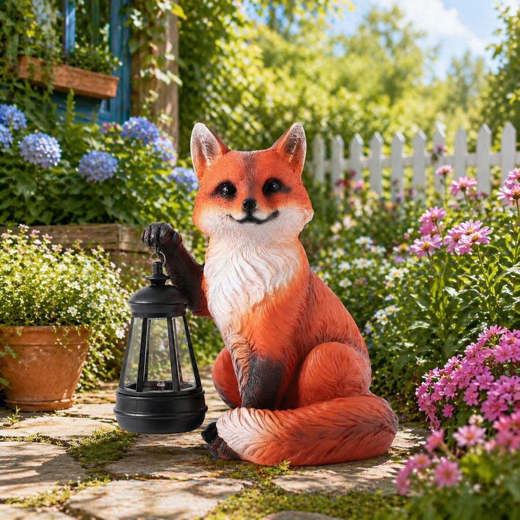 Solar Fox Resin Garden Statue