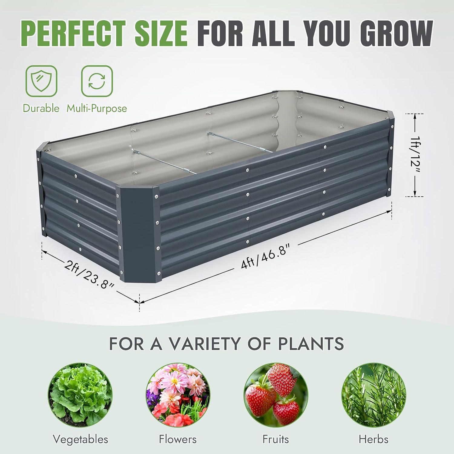 Galvanized Metal Garden Planter Bed