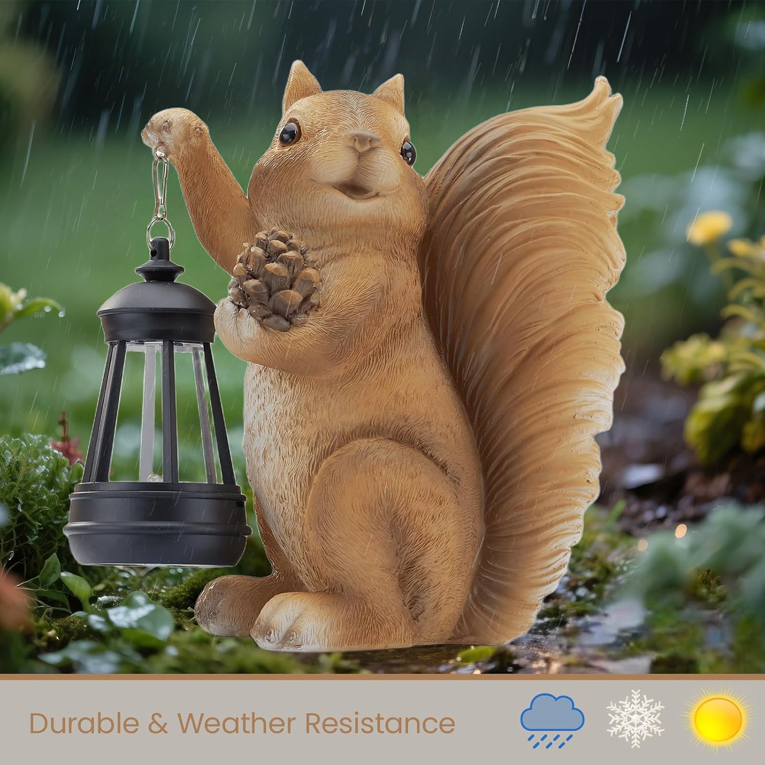 Solar Squirrel Lantern Garden Statue