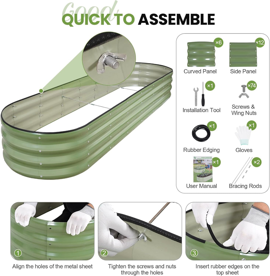 Oval Galvanized Metal Garden Bed