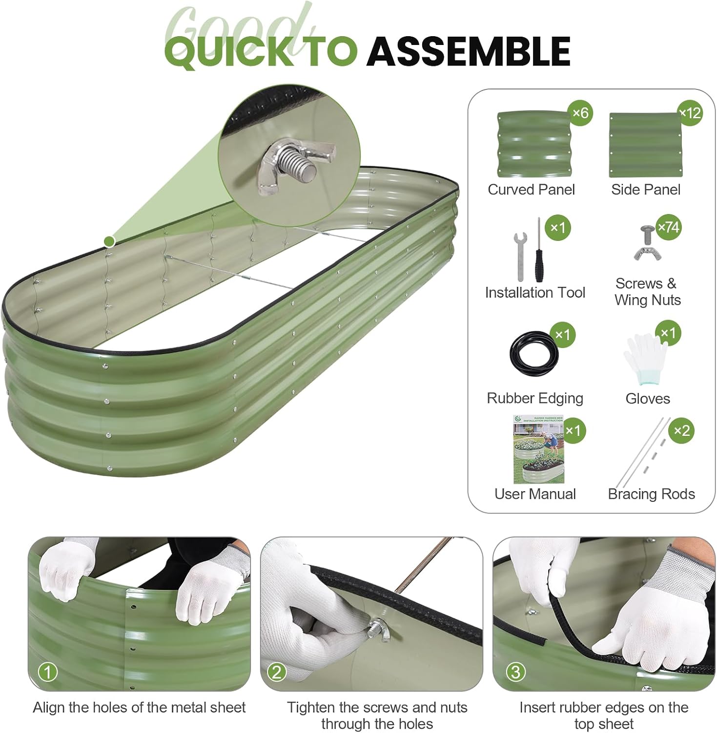 Oval Galvanized Metal Garden Bed