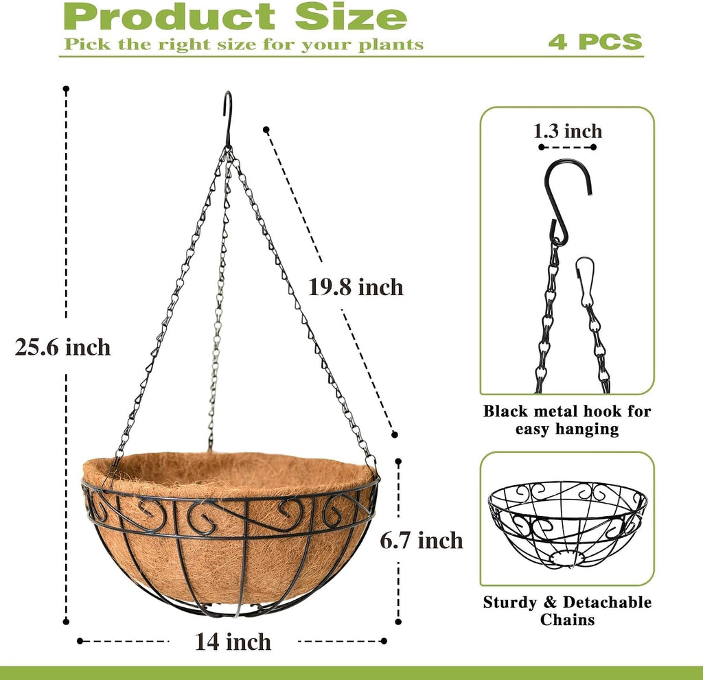 Metal Hanging Baskets with Coco Liners