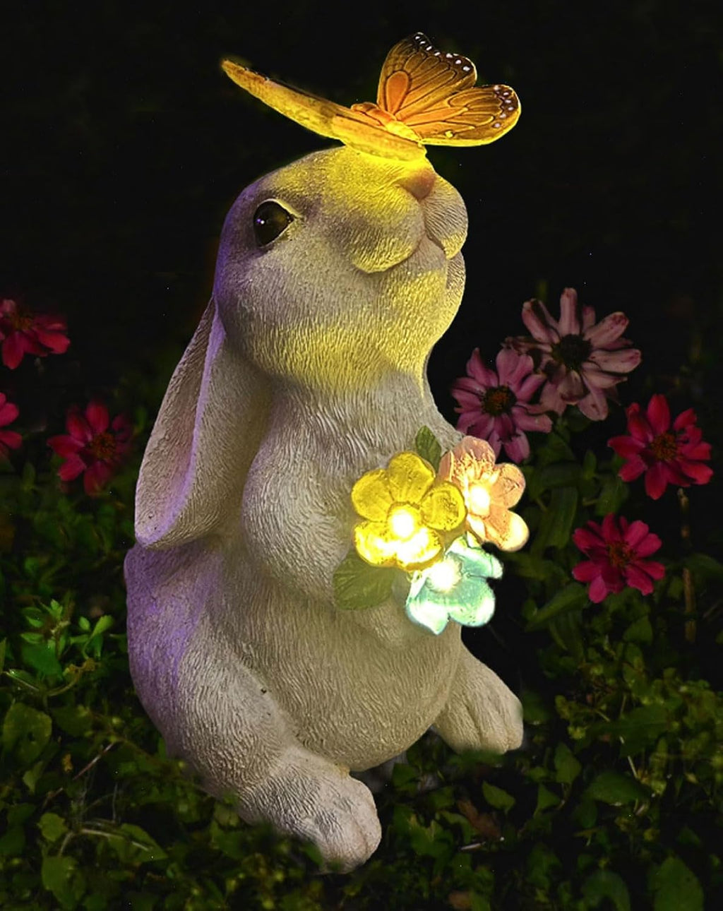 Solar LED Rabbit Garden Statue Decor