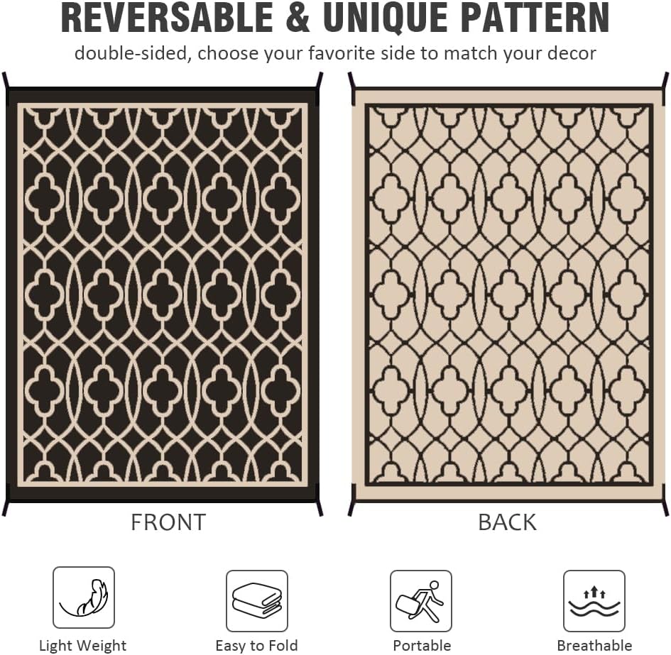 Large Reversible Plastic Straw Outdoor RV Rug