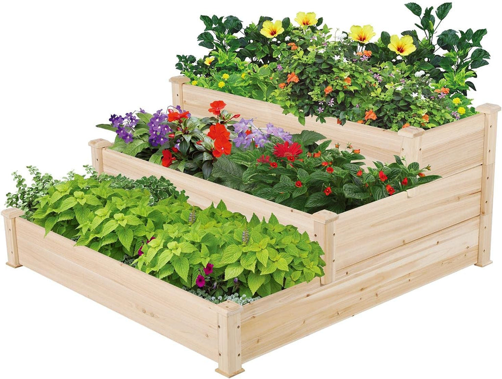 3-Tier Wooden Raised Garden Bed
