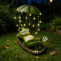 Solar Frog Umbrella Garden Statue