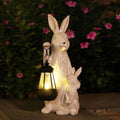 Solar Bunny Resin Garden Statue