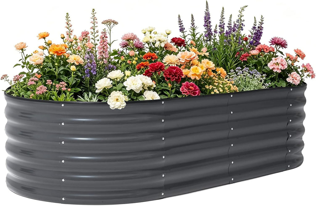 Oval Galvanized Metal Garden Bed