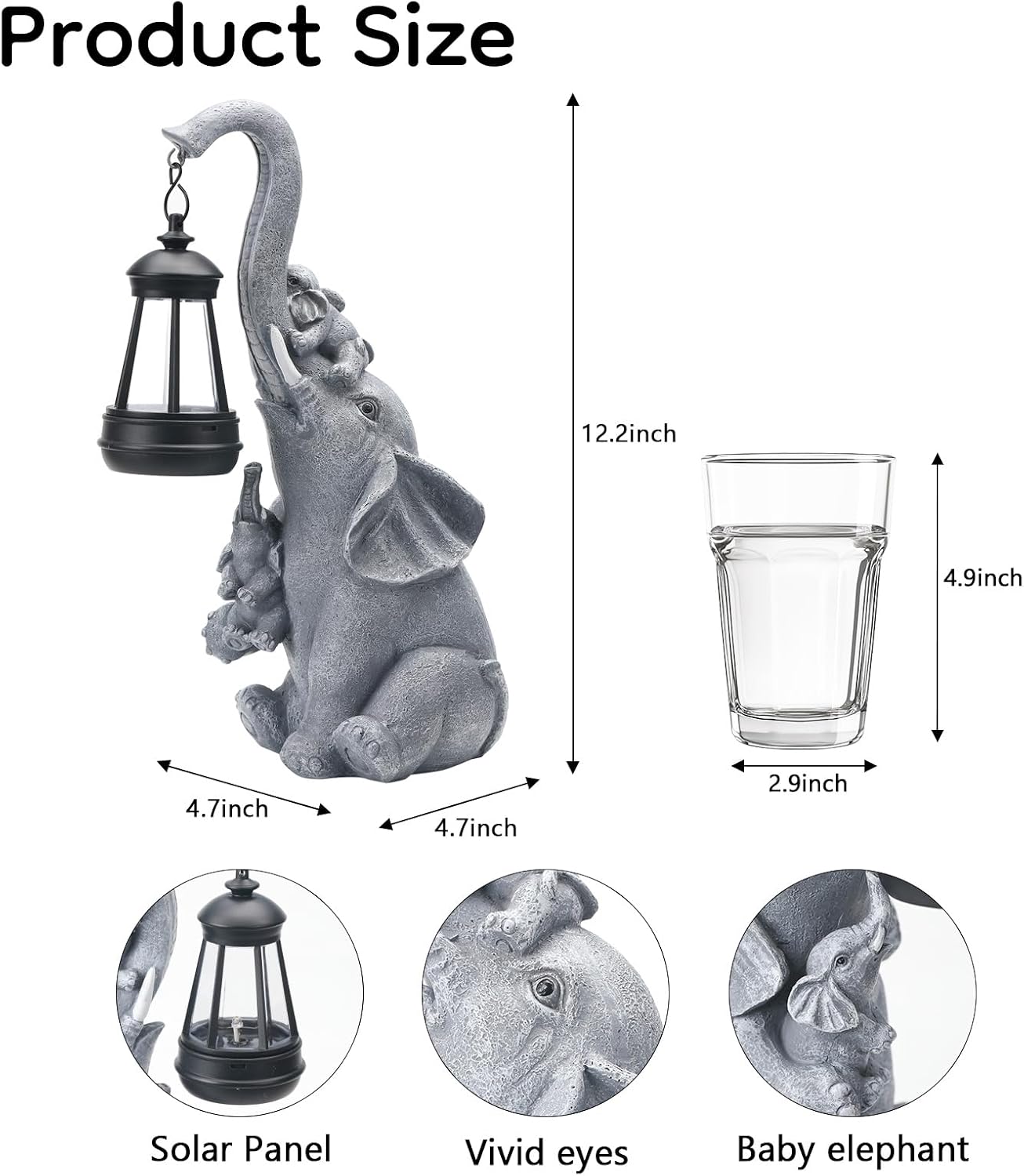 Solar Elephant Lantern Garden Statue