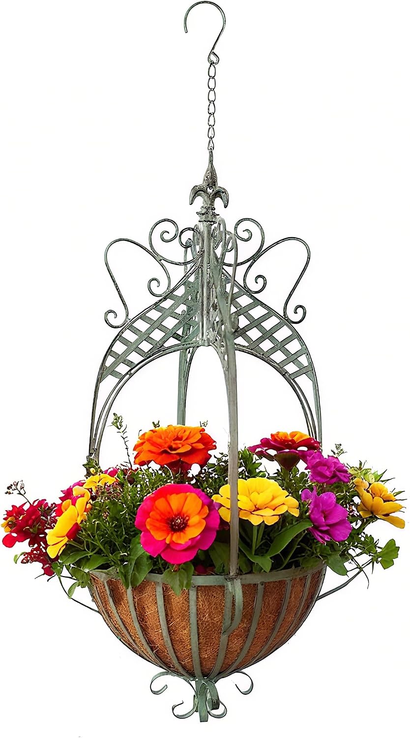 Rustic Metal Hanging Plant Basket