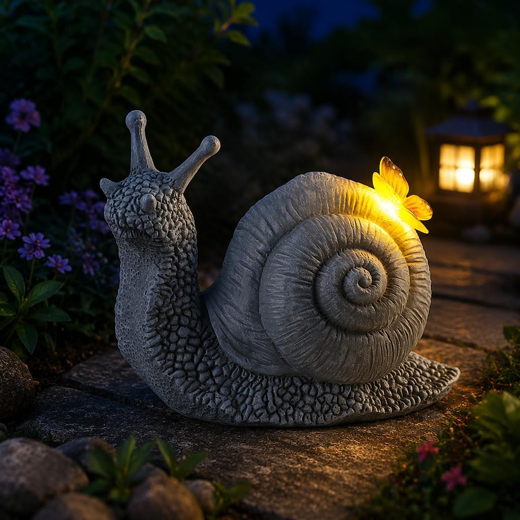 Solar Snail Butterfly Garden Statue