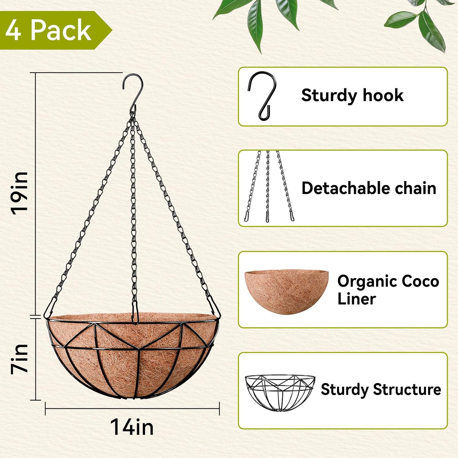 Metal Hanging Baskets with Coco Liners