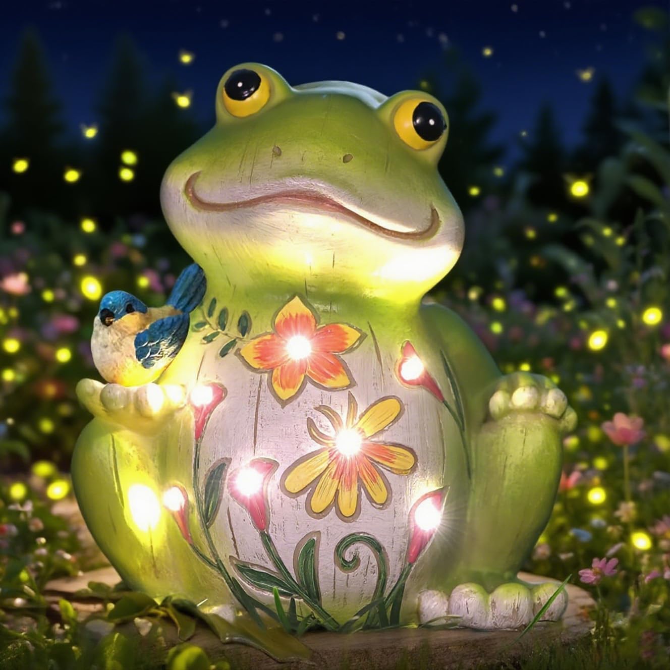 Solar Resin Frog Garden Statue