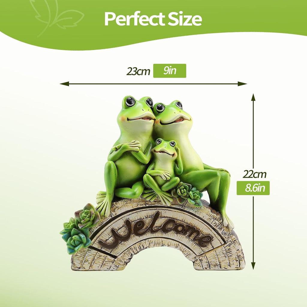 Solar Frog Family Garden Statue