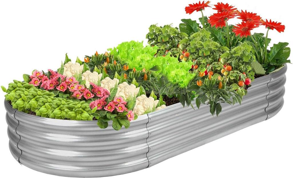 Oval Galvanized Metal Garden Bed