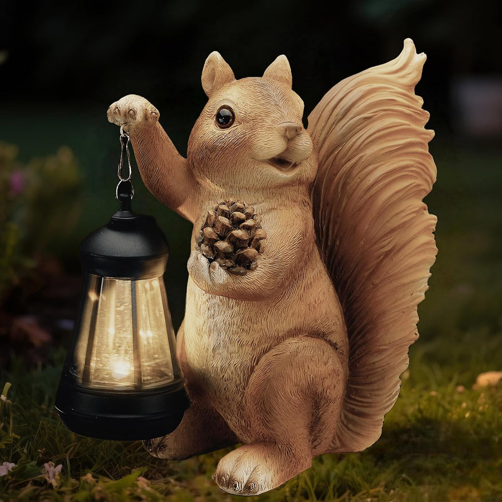 Solar Squirrel Lantern Garden Statue