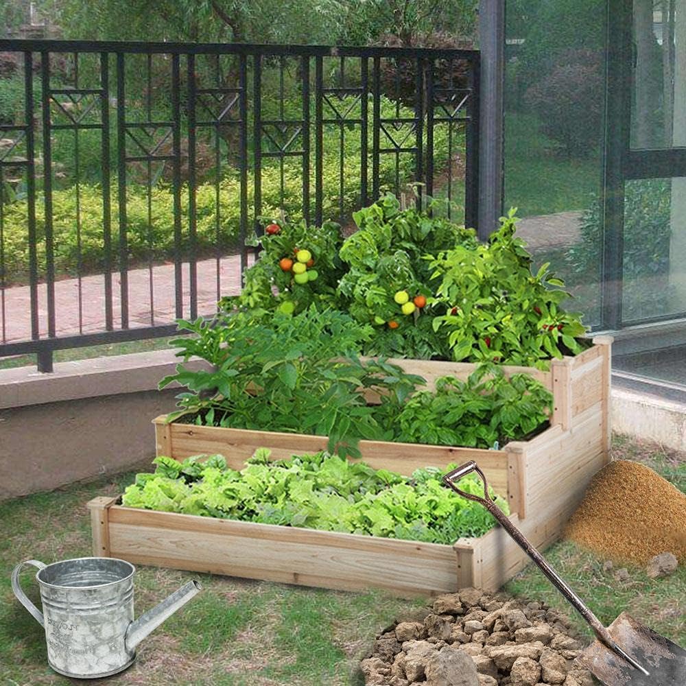 3-Tier Wooden Raised Garden Bed