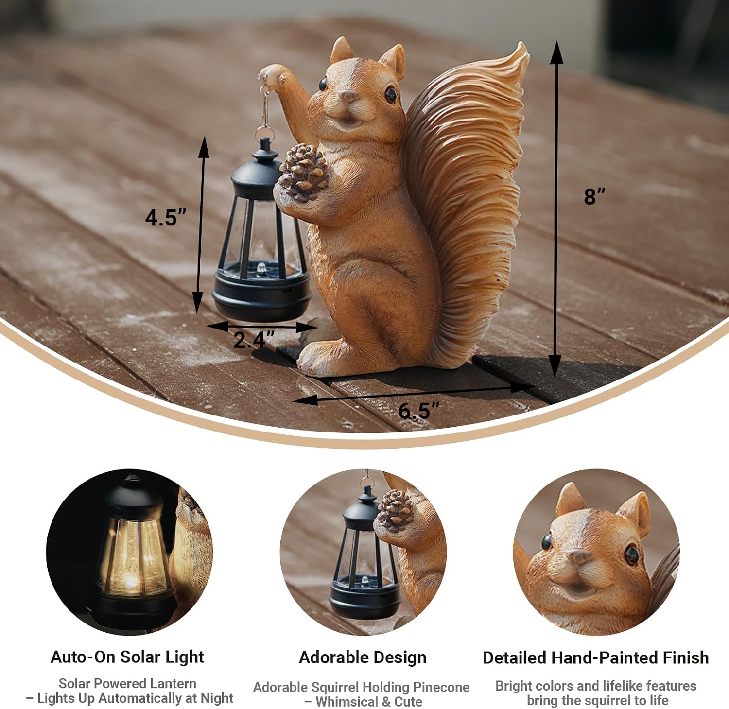 Solar Squirrel Lantern Garden Statue