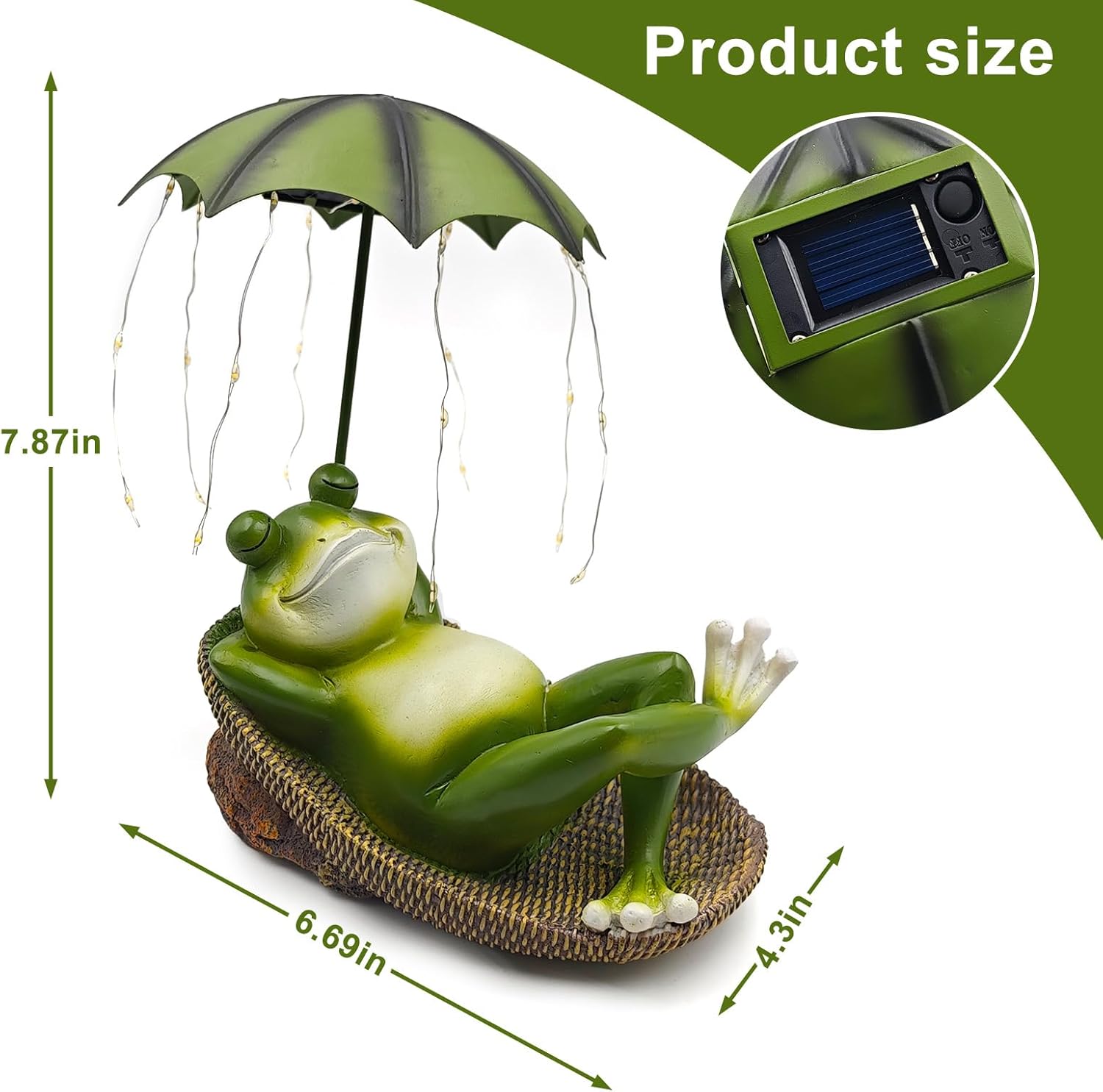 Solar Frog Umbrella Garden Statue