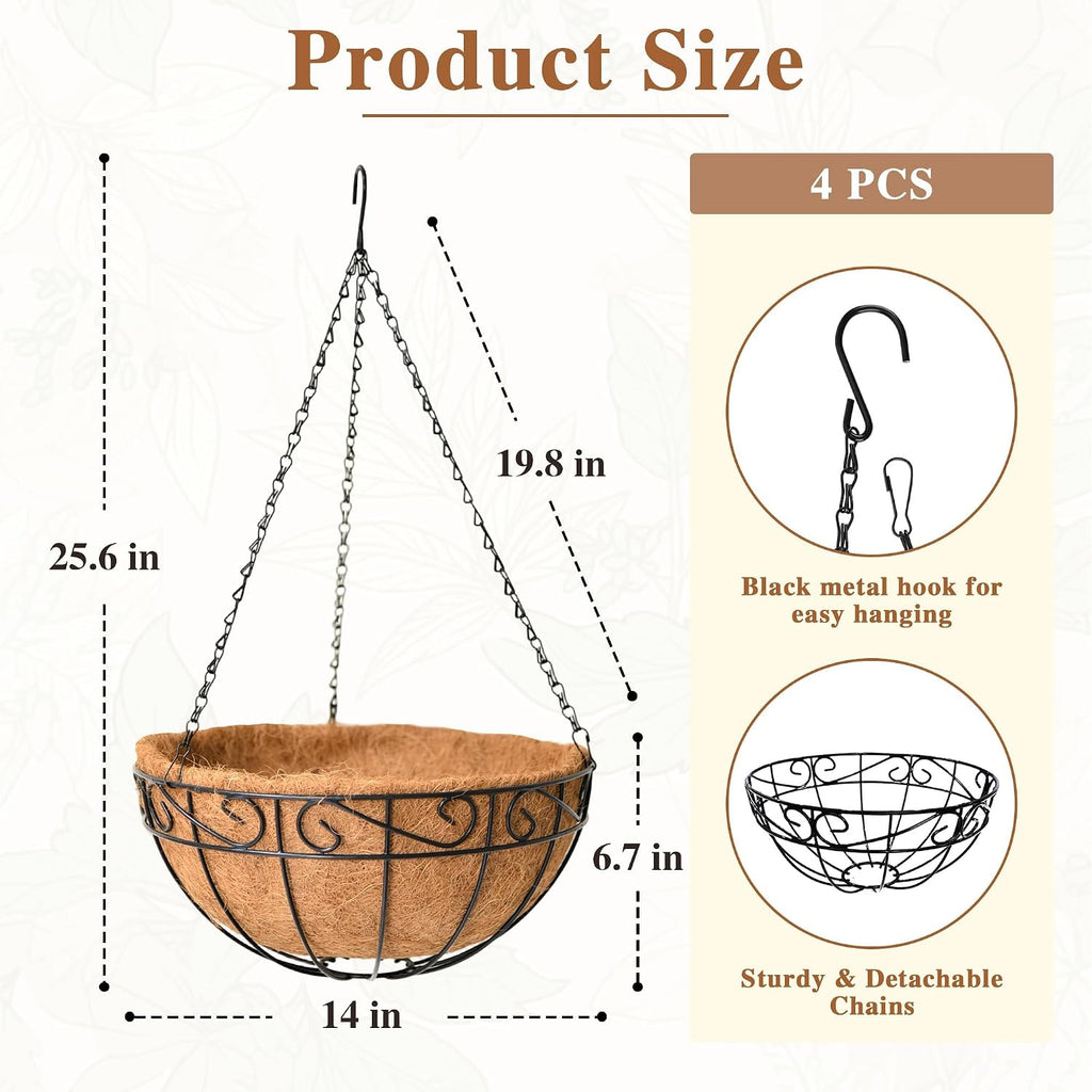Metal Hanging Baskets with Coco Coir Liners