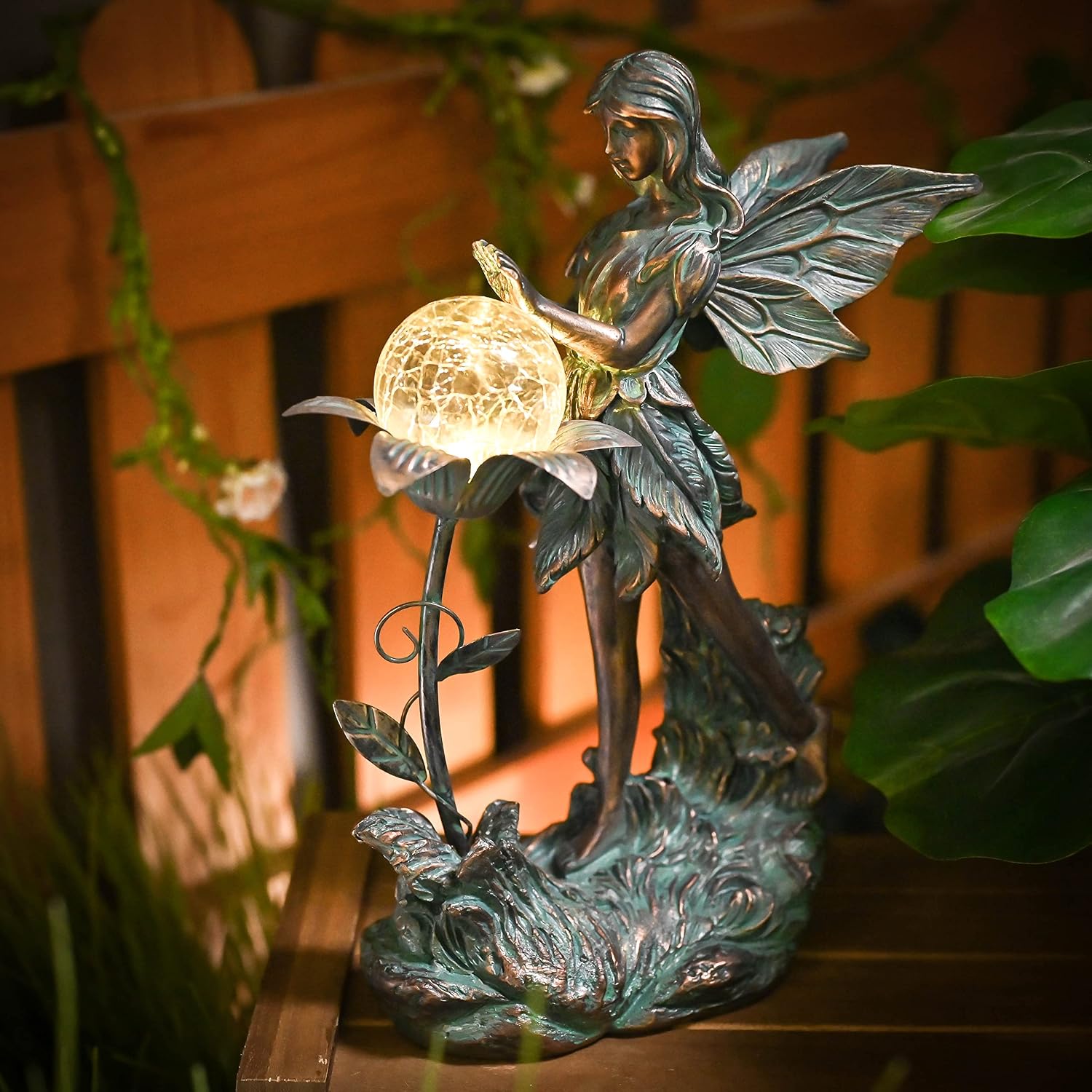 Solar Resin Fairy Garden Sculpture