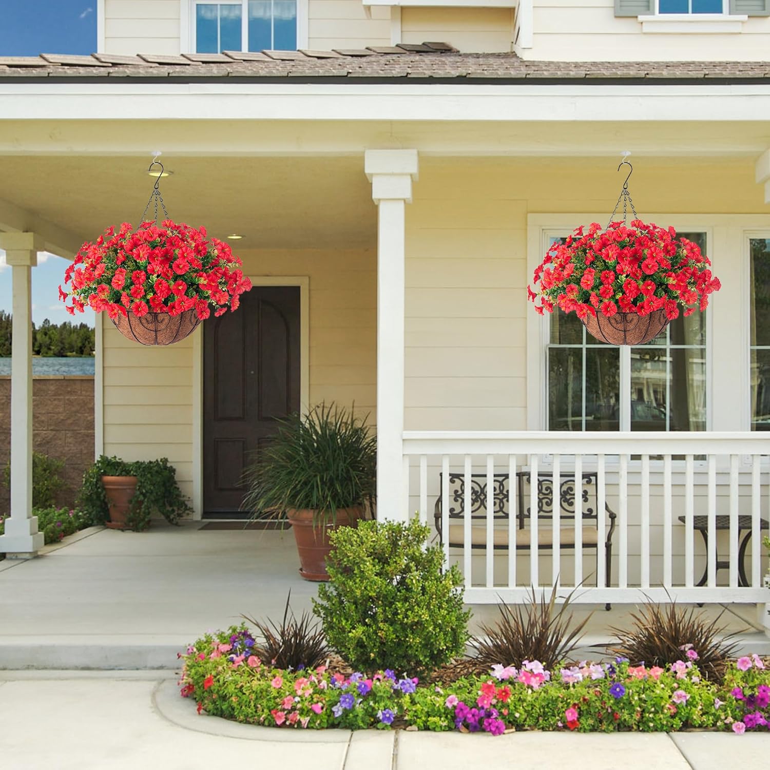Artificial Morning Glory Hanging Plant