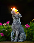 Solar Butterfly Dog Garden Statue