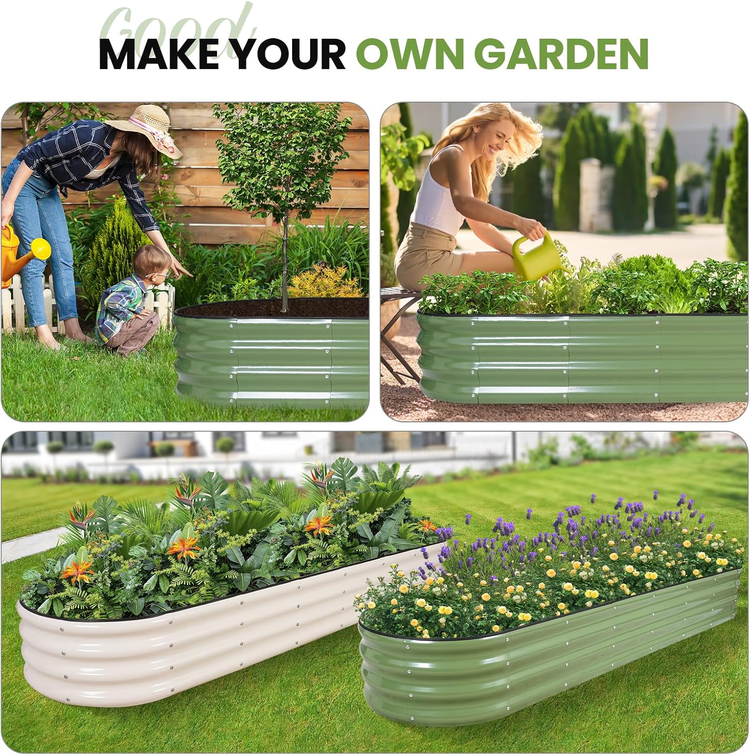 Oval Galvanized Metal Garden Bed