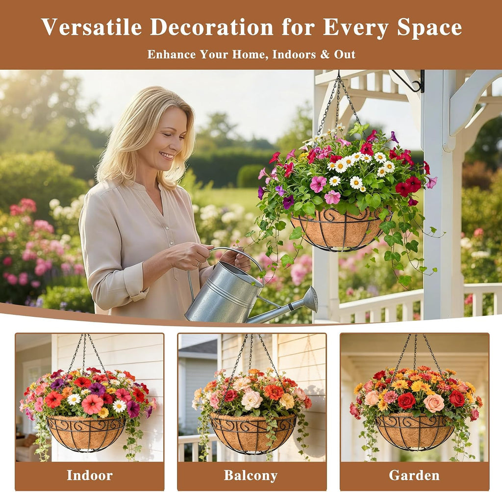 Metal Hanging Baskets with Coco Coir Liners