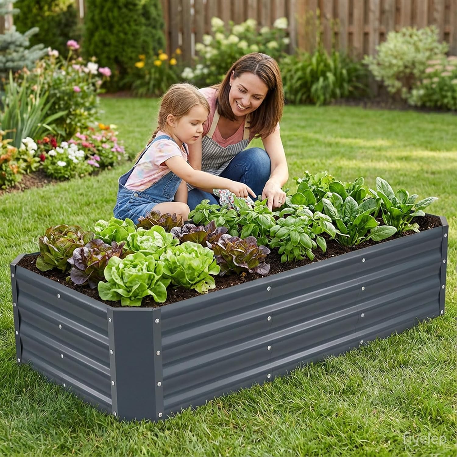 Galvanized Metal Garden Planter Bed