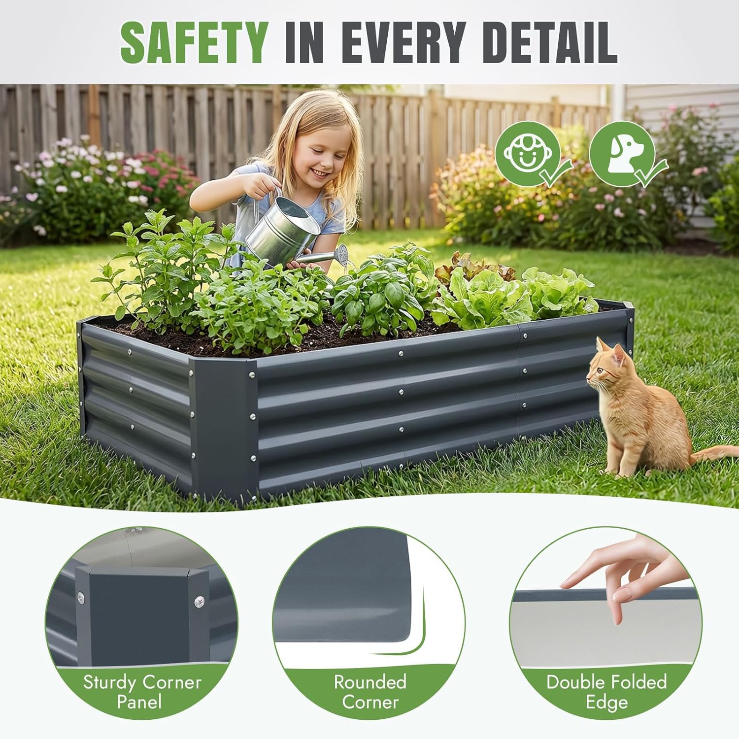 Galvanized Metal Garden Planter Bed