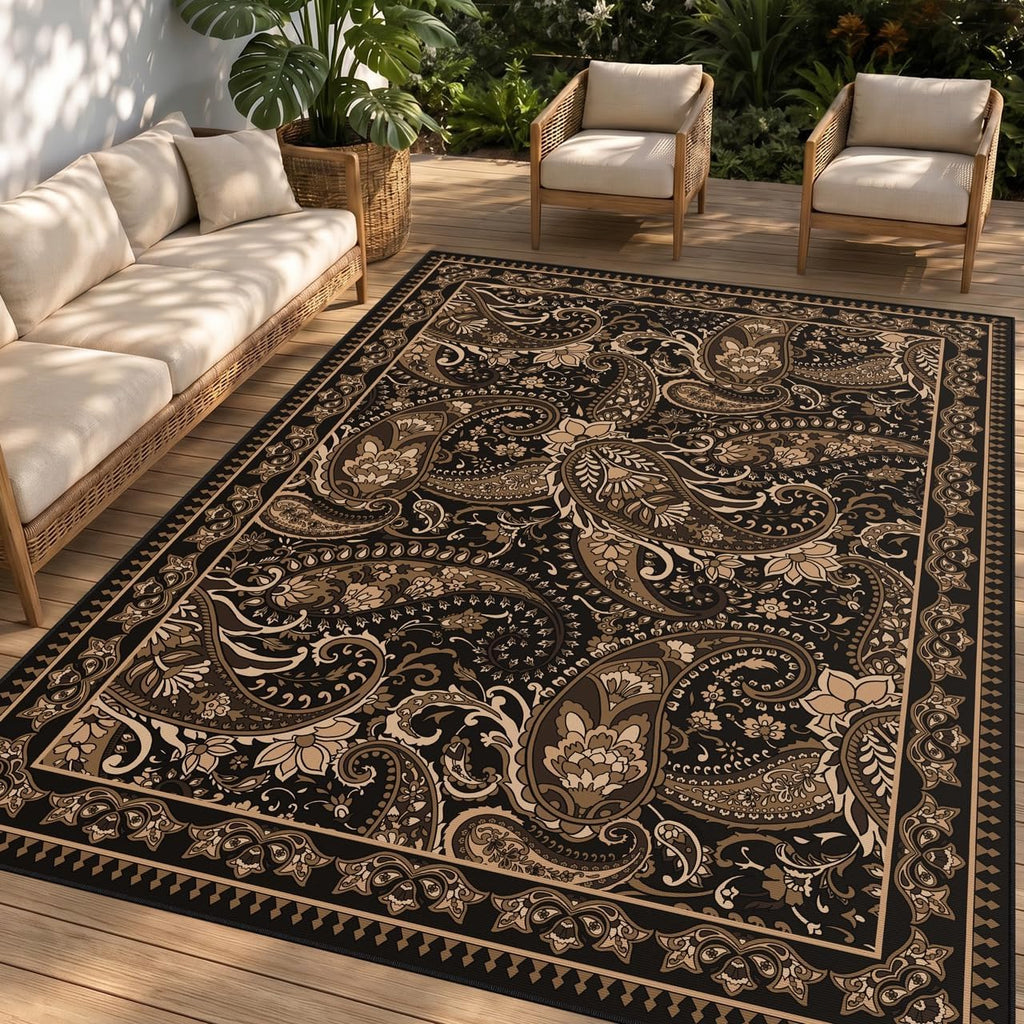 Boho Waterproof Paisley Outdoor Rug