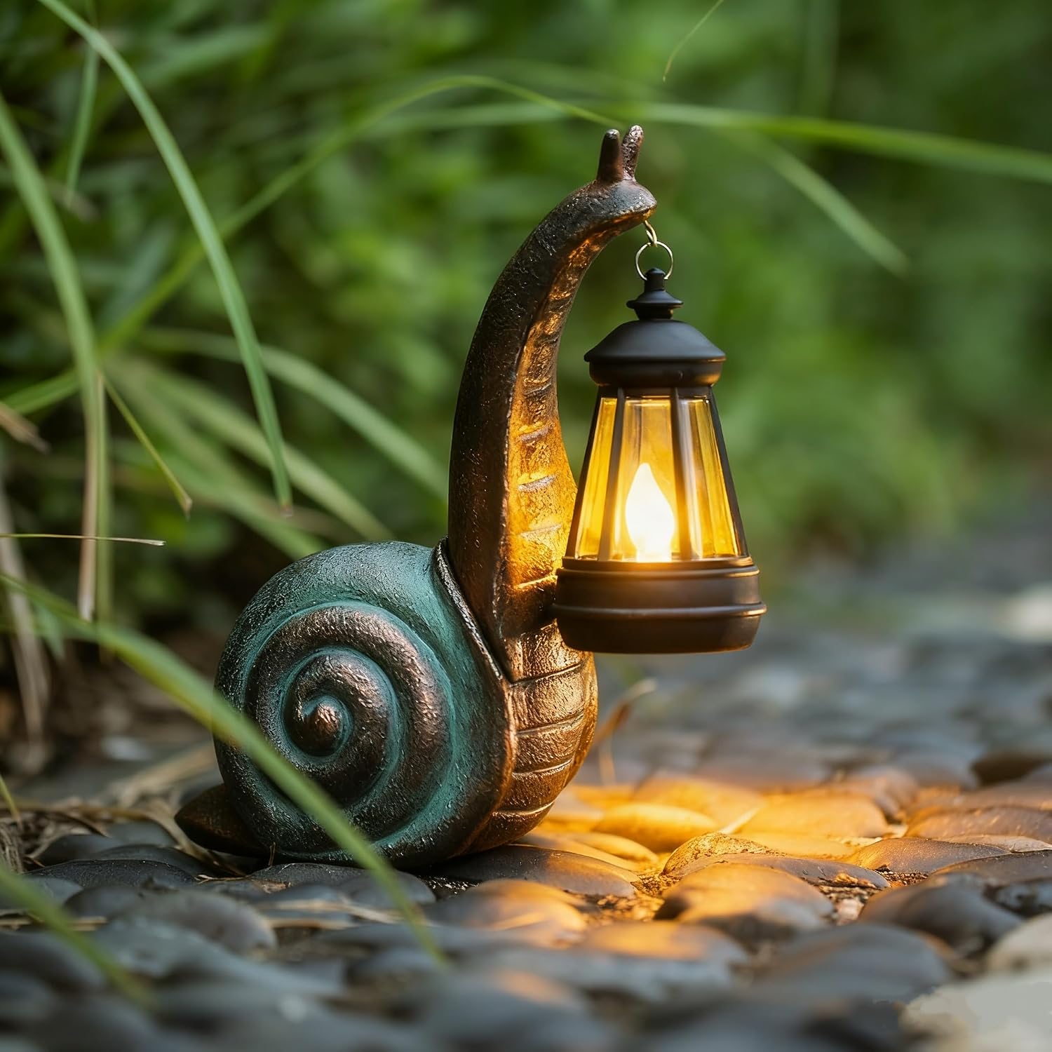 Solar Snail Garden Statue Lawn Decor