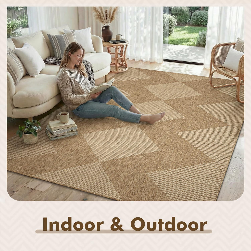 Boho Geometric Polypropylene Outdoor Patio Rug