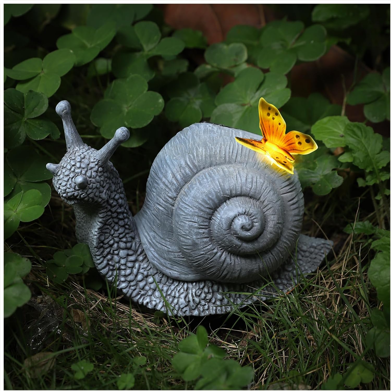 Solar Snail Butterfly Garden Statue
