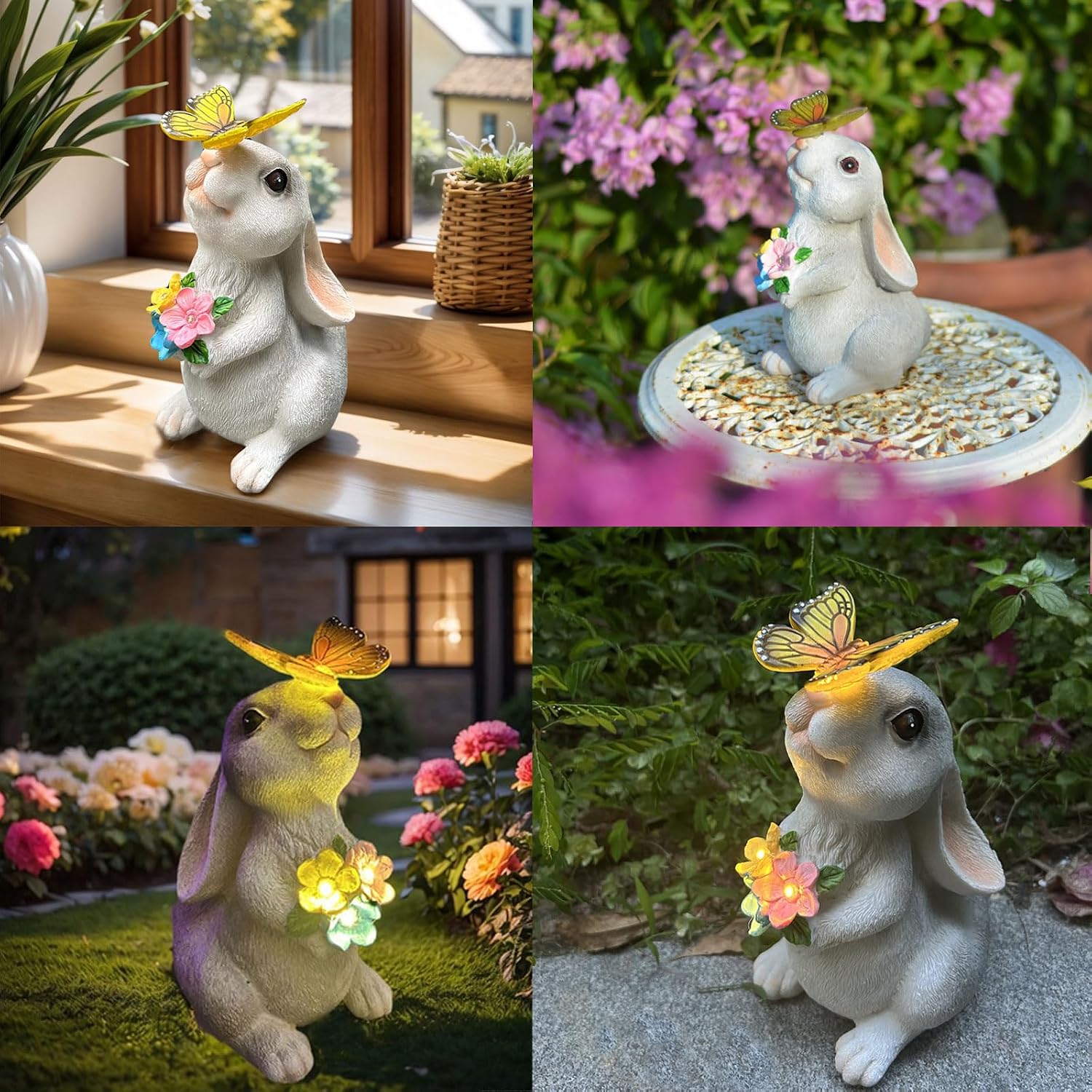 Solar LED Rabbit Garden Statue Decor