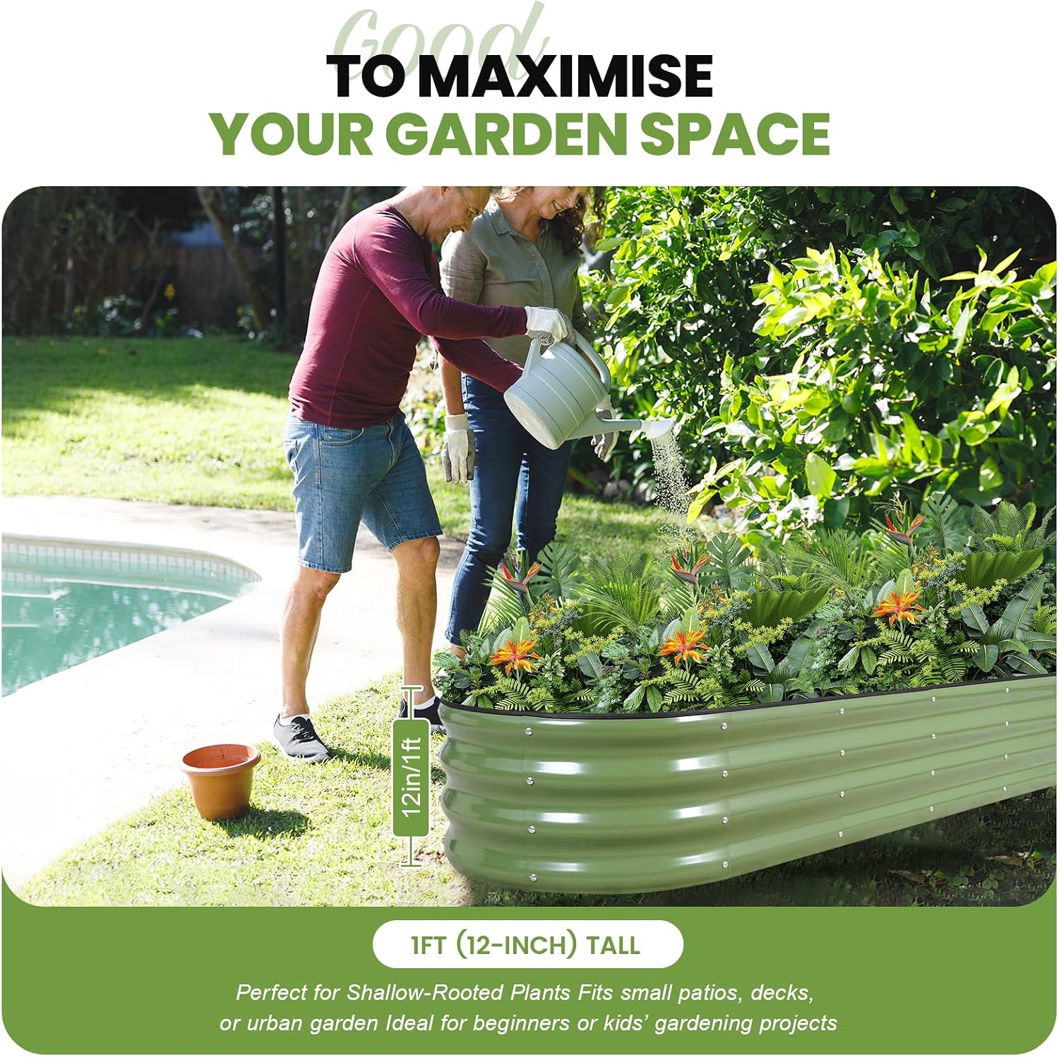 Oval Galvanized Metal Garden Bed