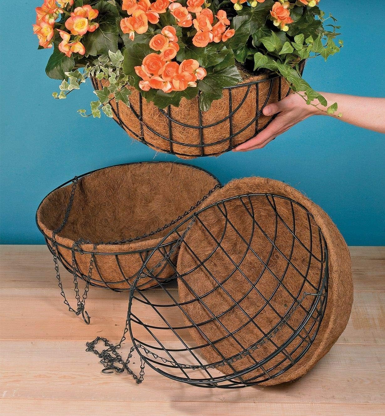 Vintage Metal Hanging Basket with Coco Liner