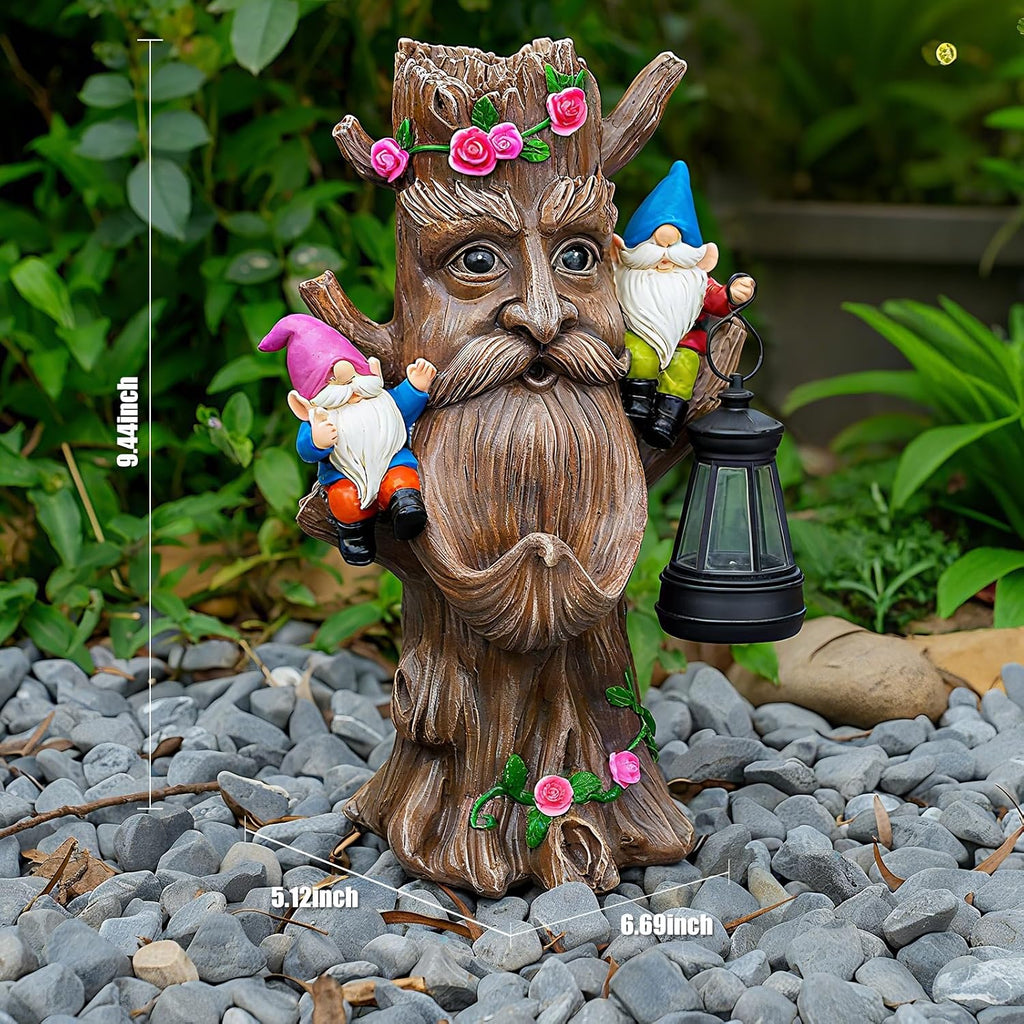 Solar Tree Face Garden Statue