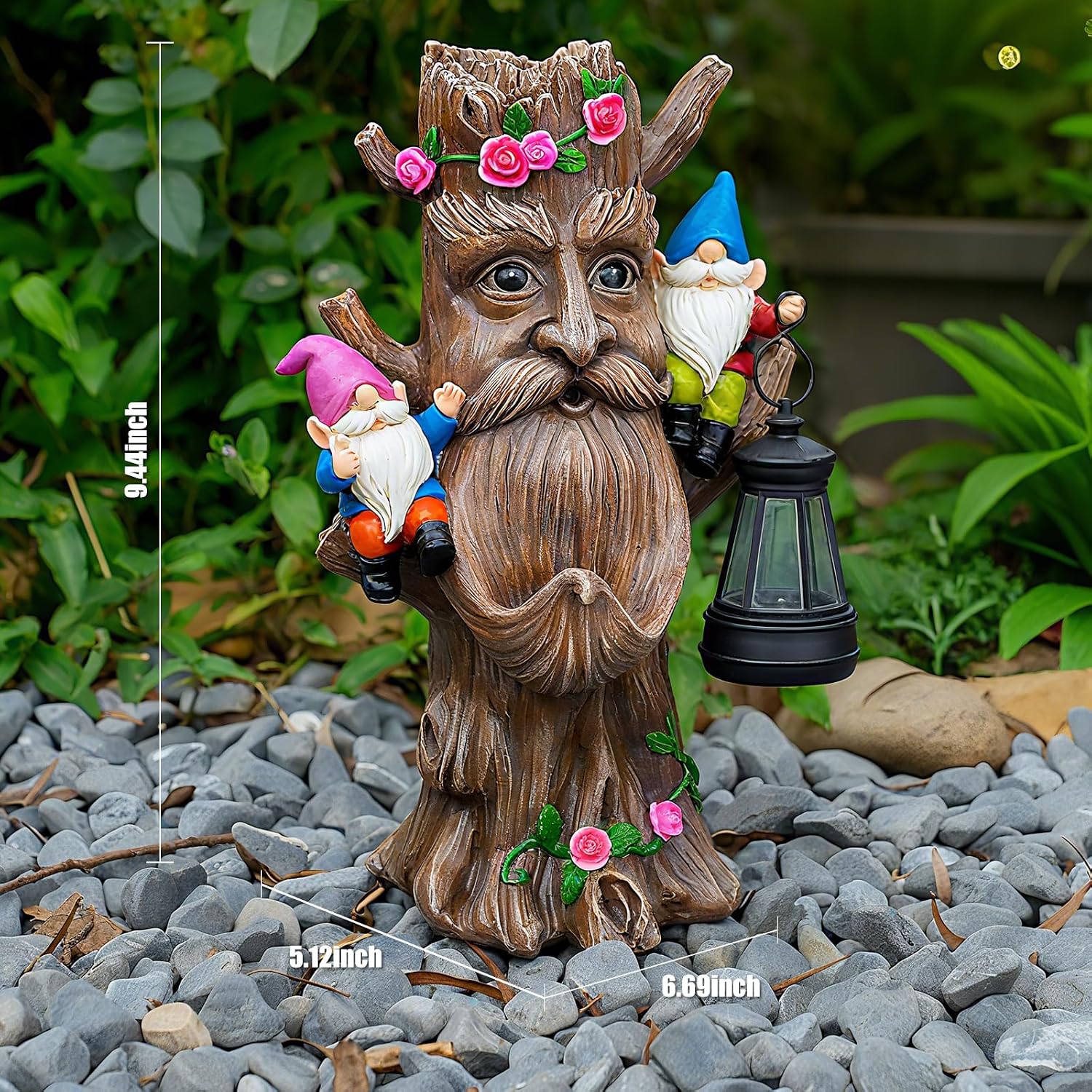 Solar Tree Face Garden Statue