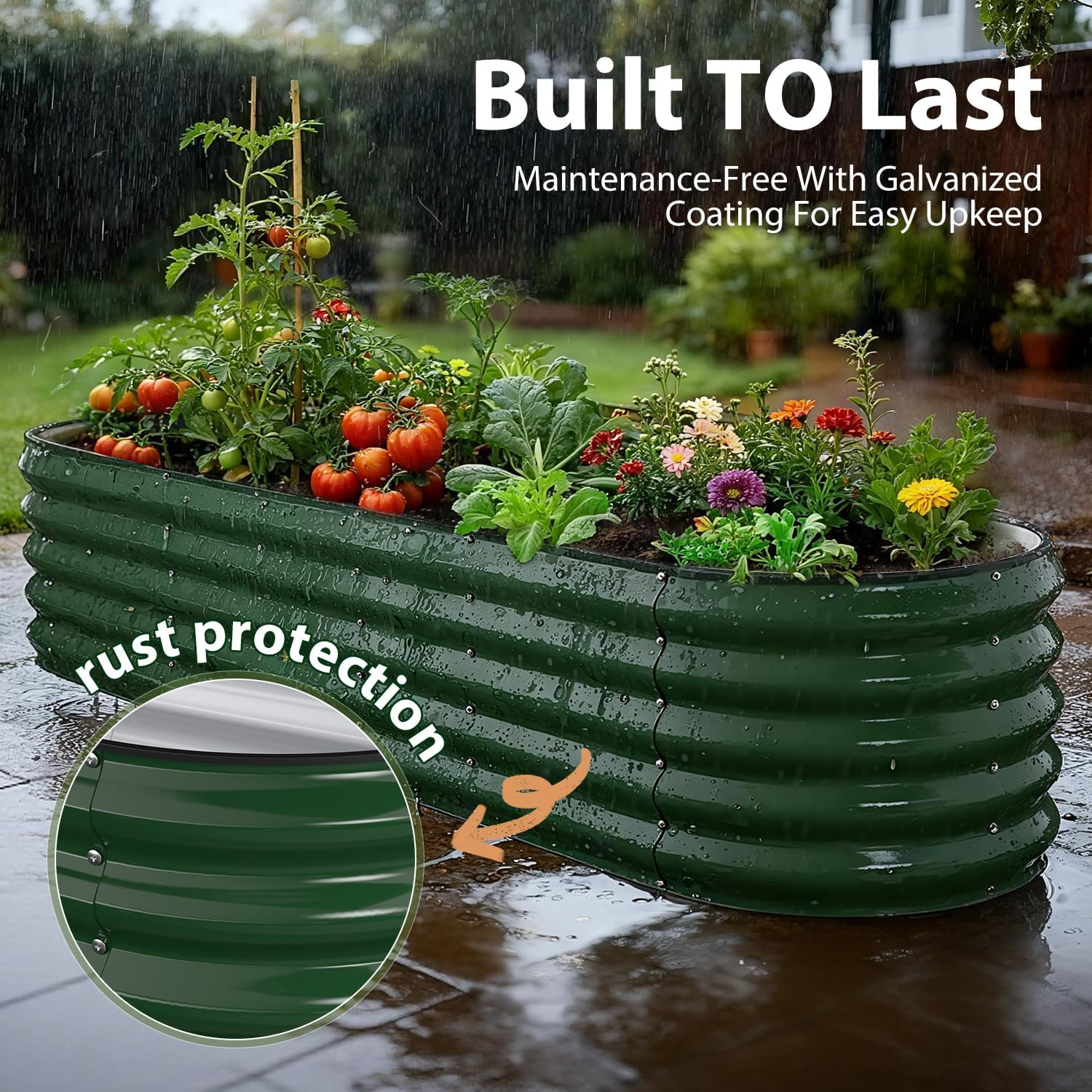 Oval Galvanized Steel Garden Bed
