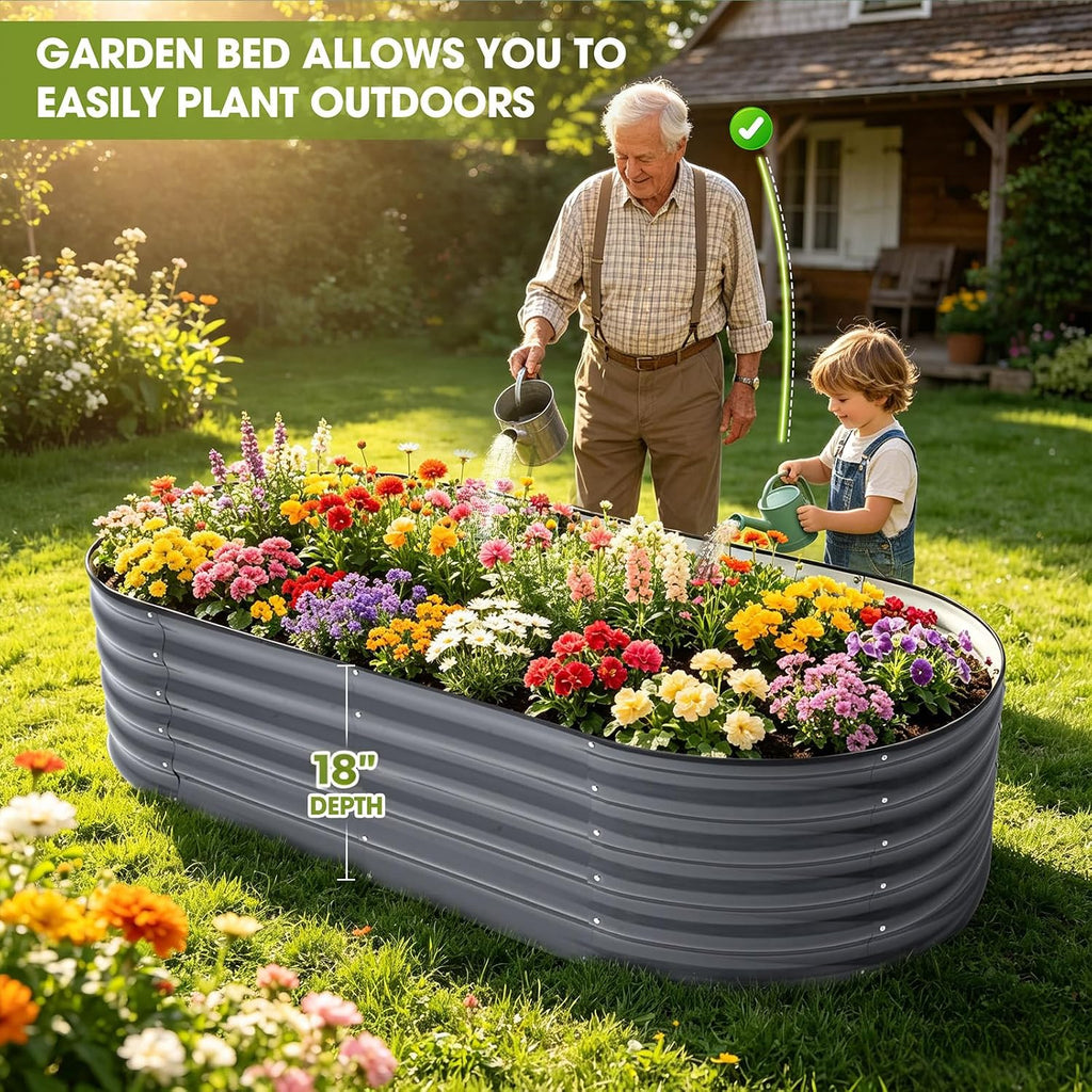 Oval Galvanized Metal Garden Bed