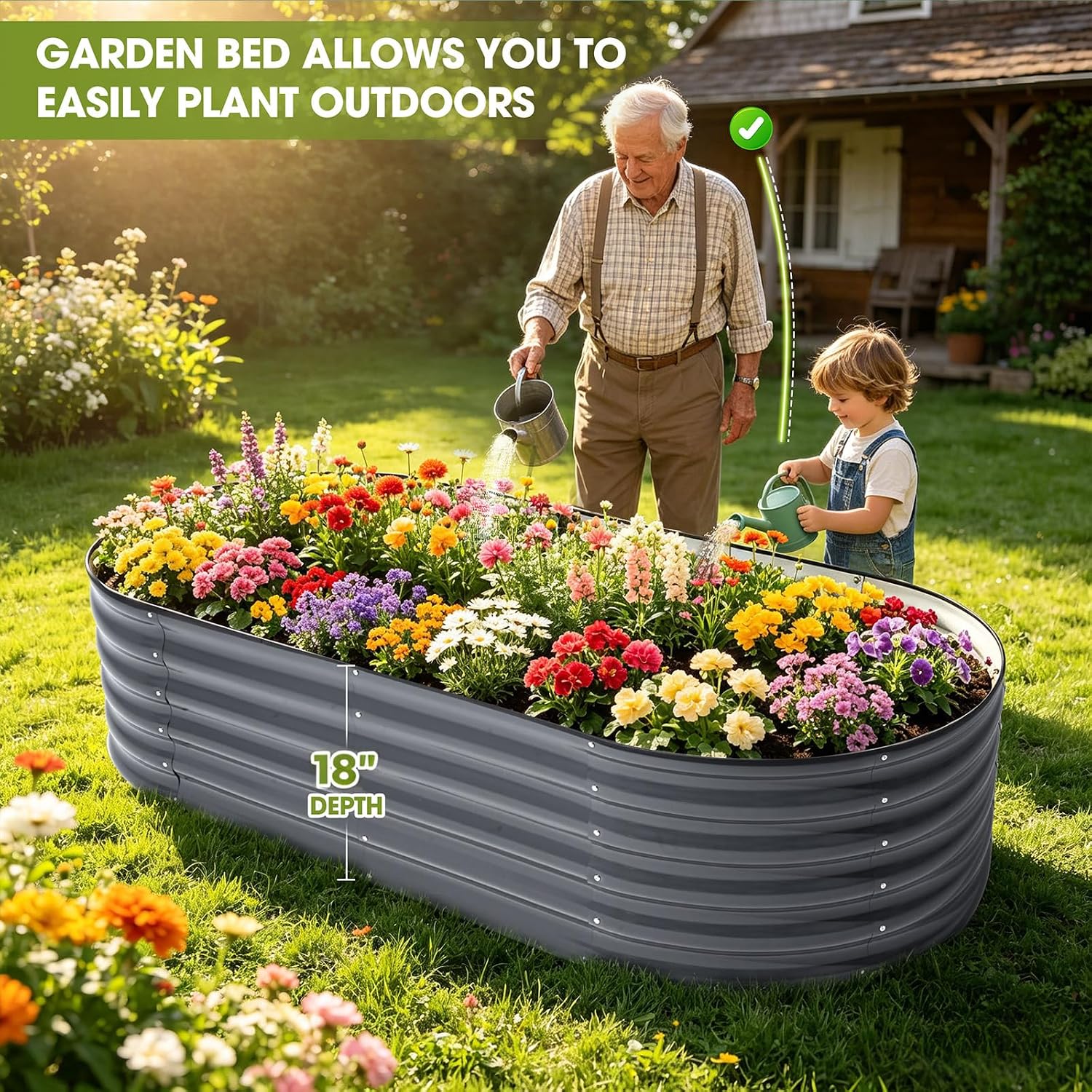 Oval Galvanized Metal Garden Bed