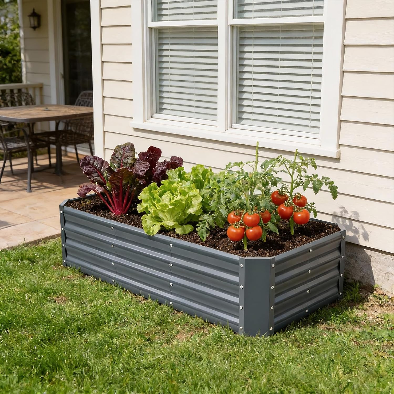 Galvanized Metal Garden Planter Bed